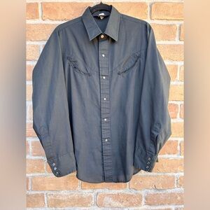 Levis Pearl Snap Western Shirt Mens Large Black Rodeo Cowboy Vintage 80s